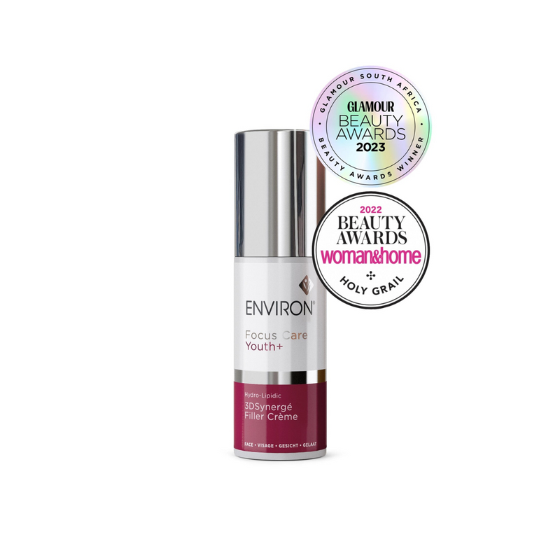 Environ Hydro-Lipidic 3D Synergé™ Filler Crème jar with a sleek container and pump dispenser, designed for hydrating and plumping skin.