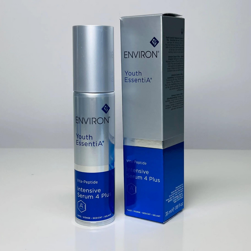 Environ Vita-Peptide Intensive Serum 4 Plus in a sleek bottle with a dropper, designed for skin nourishing and anti-aging benefits.