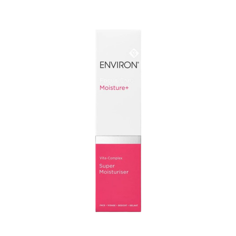 Environ Vita-Complex Super Moisturiser jar with pump dispenser, creamy skincare product for hydration and skin nourishment.