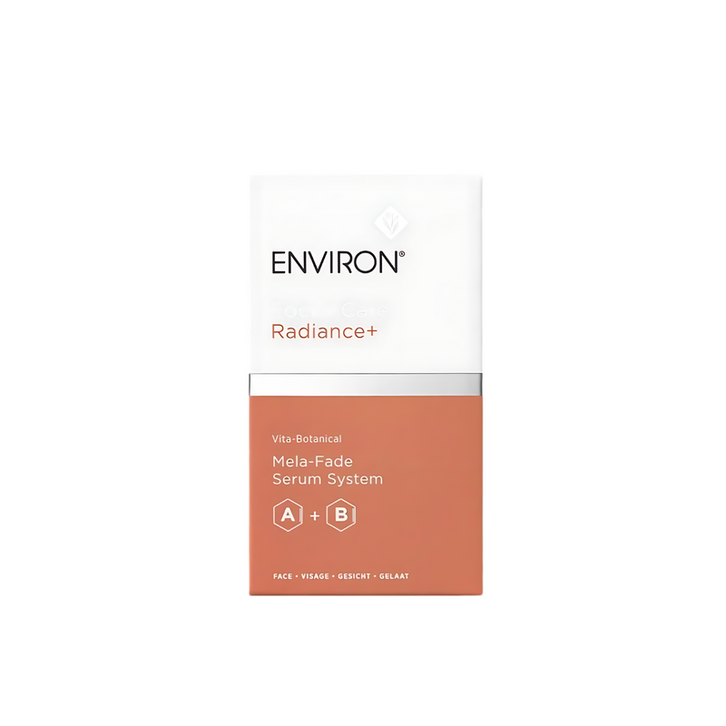 Environ Multi-Bioactive Mela-Prep Lotion bottle with label and pump dispenser, skincare product for skin brightening and melanin regulation.