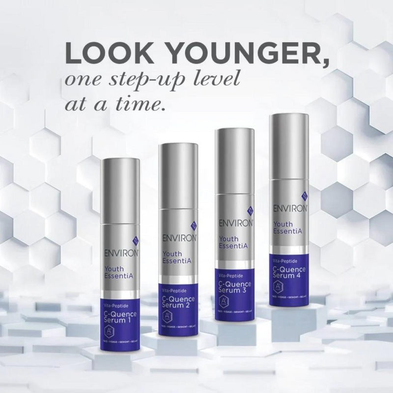 Environ Vita-Peptide C-Quence Serum 2 bottle with dropper, featuring a sleek design and label on a white background.