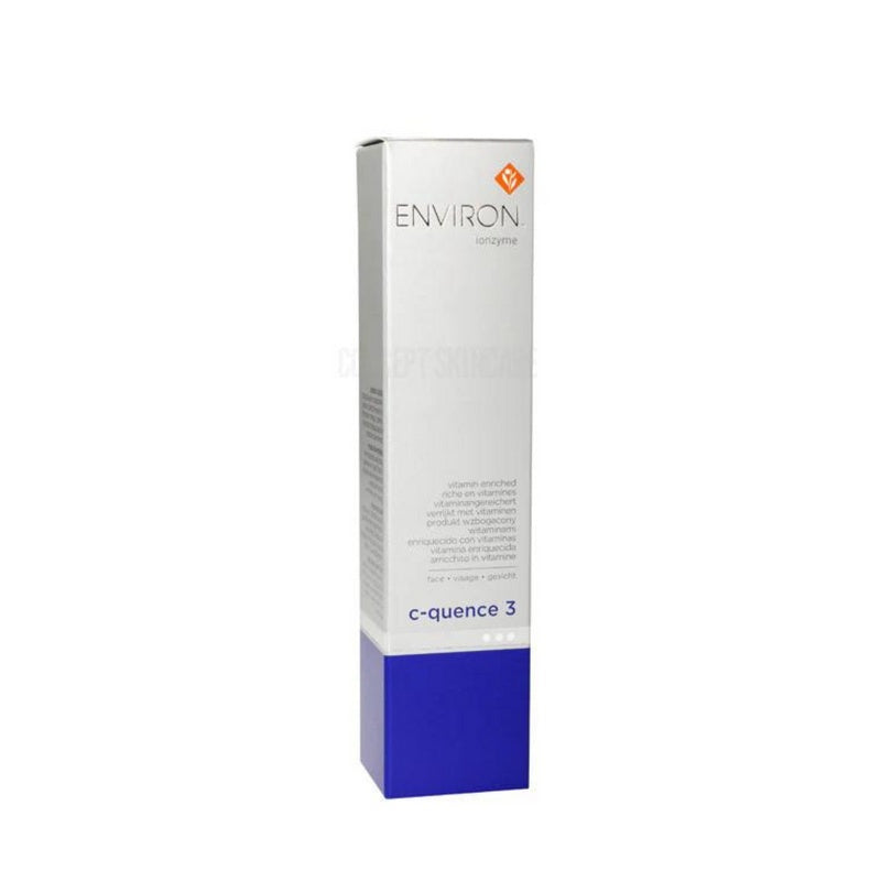 Environ Vita-Peptide C-Quence Serum 3 in a sleek bottle, with a dropper for precise application, on a white background.