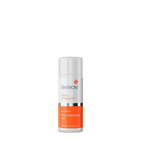 Environ Dual Action Pre-Cleansing Oil in a 100ml bottle, showing the skincare product with a clear pump dispenser.
