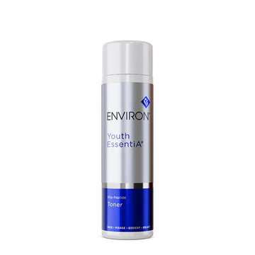 Environ Vita-Peptide Toner in a 200ml bottle, featuring clear liquid and pump dispenser, used for skincare and moisturizing.