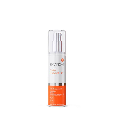 Environ Vita-Antioxidant AVST Moisturiser 3 in a 50ml jar, with a smooth cream texture and bright packaging.