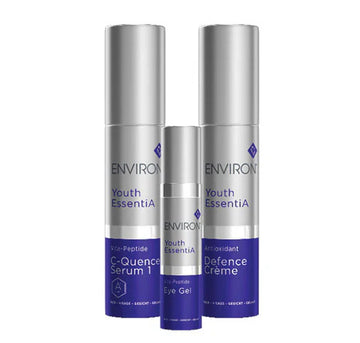 Environ YE Kit #1 with antioxidant defence crème and Vita-Peptide Eye Gel, skincare set for youthful skin enhancement.